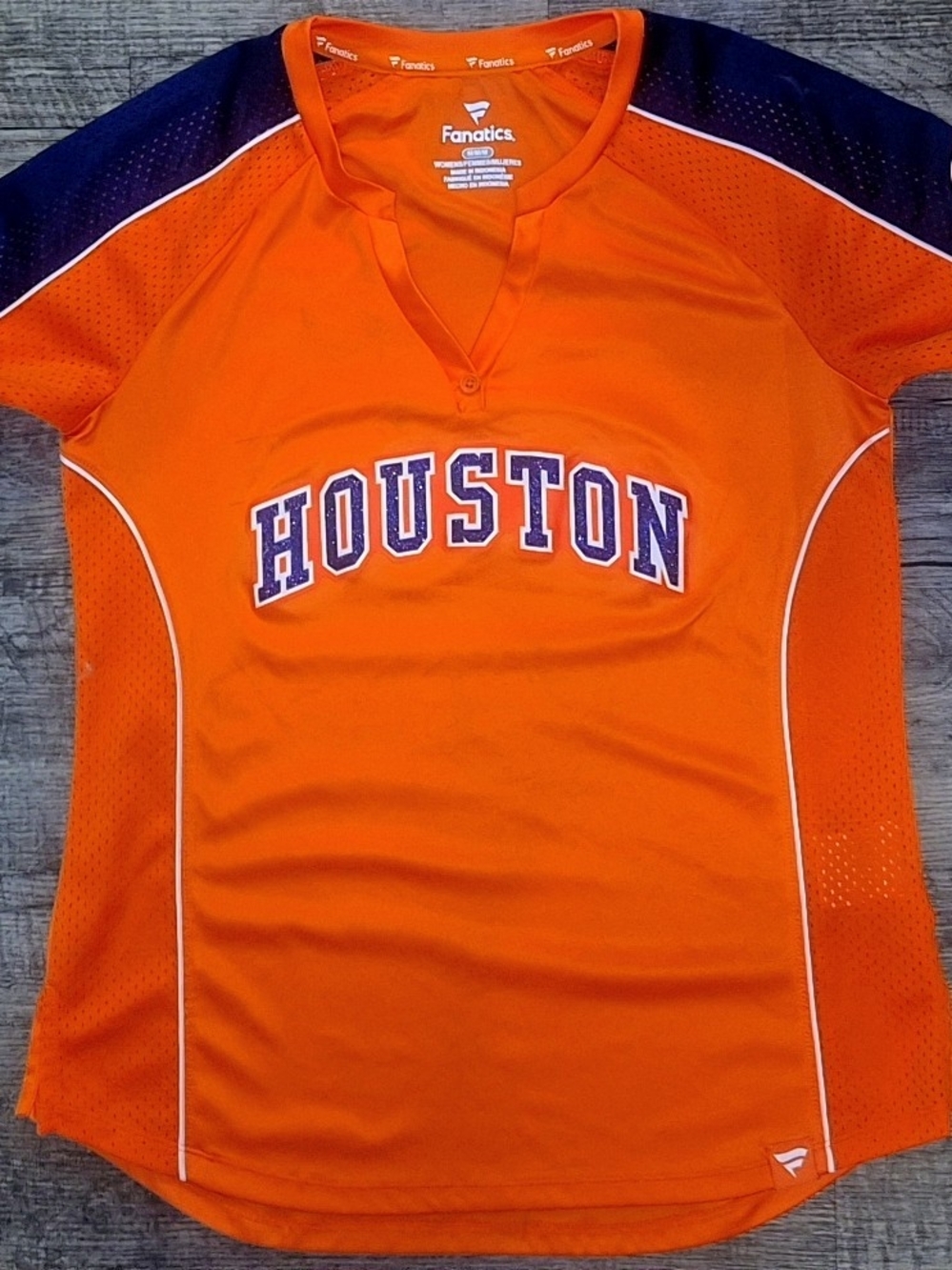 Fanatics Orange Houston Women's Short-Sleeve Jersey with Navy Accents